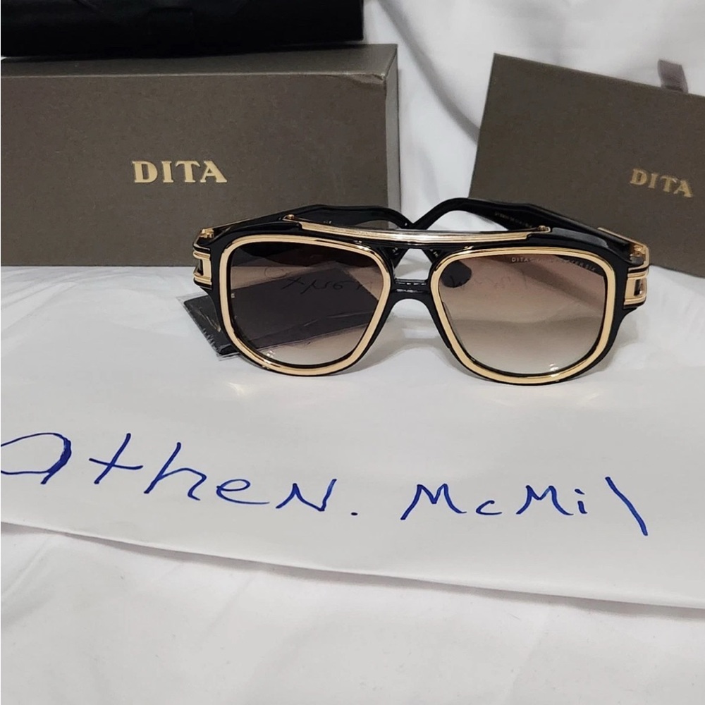DITA Black and Gold Aviator Sunglasses